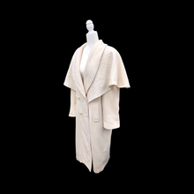 Load image into Gallery viewer, 80’s 90’s Vintage Ivory White 100% Pure Wool Oversized Cape Coat Loose Fit Casual Career Winter into Spring Flexible Size