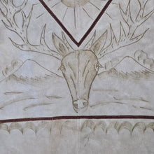 Load image into Gallery viewer, 70’s Suede Poncho Cape Equestrian Serape with Carved Two Bulls Fighting Scene Fringe Border One Size Fits All Cowboy Cowgirl Unisex Southwestern Mexican Native Boho One of A Kind