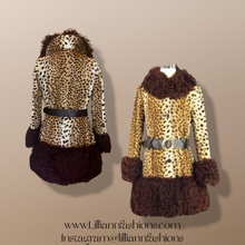 Load image into Gallery viewer, 60s Lilli Ann Mod Faux Leopard Faux Fur Print Genuine Mongolian Curly Lamb S