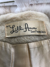 Load image into Gallery viewer, 60’s Vintage LIlli Ann Cream Coat Mohair and Fox Fur Collar Swing Style for Fall Winter Christmas and Gift for Her