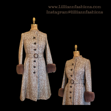 Load image into Gallery viewer, Vintage 60s 70s Women&#39;s Coat Mohair Wool Knitted Couture Made in Paris France Belt Fit Flare Princess Trim