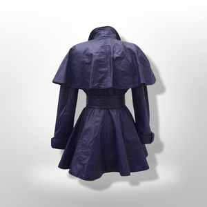 RARE Vintage Women's Coat- 70s 80s Purple Violet Leather Trench Dress Coat  Jacket Studio 54 Fit Flare Spy Length 3/4 Princess Price: