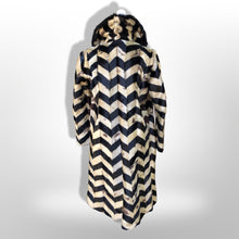 Load image into Gallery viewer, Rare Seal Skin Chevron Coat with Mink Collar Black and White Piano Virtuoso Master Furrier Design