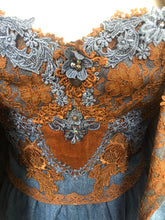 Load image into Gallery viewer, 80’s Vintage Three Piece Jean and Lace Skirt Bustier and Jacket Beaded and Embroidered Cowgirl Cowboy Beyoncé Style