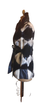 Load image into Gallery viewer, Vintage Women&#39;s Coat- Mod Dramatic 60s Cross Mink White Black Leather Mosaic Geometric Princess Jacket Coat