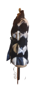 Vintage Women's Coat- Mod Dramatic 60s Cross Mink White Black Leather Mosaic Geometric Princess Jacket Coat