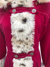 Load image into Gallery viewer, Vintage 70’s Coat Red Princess Spotted Faux Fur Hooded Christmas Holiday Winter Princess