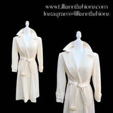 Load image into Gallery viewer, Pendleton White Cream Pure 100% Virgin Wool Belted Fitted and Flared Collared Coat