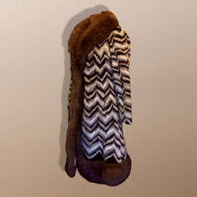 Load image into Gallery viewer, 70s Chevron Mink Fox Coat Fur Penny Lane Afghan Almost Famous Hippy Coat Norwegian Fox Boho Chic Patchwork Mink