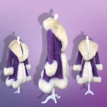 Load image into Gallery viewer, Vintage 70’s Collectible Lilli Ann Purple Suede and Massive Sheepskin Shearling Coat Penny Lane Almost Famous Princess Cut Fit and Flare Hippy Boho Chic Jessica Simpson
