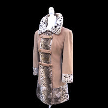 Load image into Gallery viewer, Vintage 60’s Mod Camel Wool Faux Fur Leopard Spotted Print Coat Bondi’s Fifth Ave