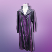Load image into Gallery viewer, 80’s 90’s Purple Lamb Suede and Leather Made In Italy Coat Striped A-Line Flexible Size Loose Fit