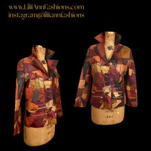 Load image into Gallery viewer, 70’s Vintage Patchwork Leather Jacket 42” Bust Boho Hippy Chic Short Leather Trench
