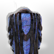Load image into Gallery viewer, 80’s Does 20’s Flapper Blue Purple Suede and Mink Intarsia Cocoon Style Coat Made in Austria
