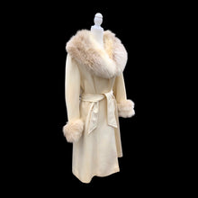 Load image into Gallery viewer, Vintage 60’s LIlli Ann White Cream Ombré Fox Fur Princess Fit and Flare Belted Pinup Mod Coat