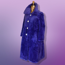 Load image into Gallery viewer, Women's Vintage Coat- 60s Mod Purple Fur Sheared Beaver Swing Mod Fit Flare Flexible Size S/M/L Mad Men Long