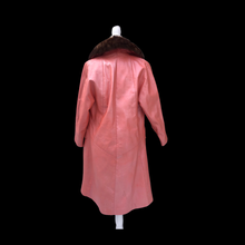 Load image into Gallery viewer, 70’s 80’s Pink Leather and Mink Collar Convertible Duster Coat
