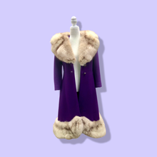 Load image into Gallery viewer, Vintage 60’s Royal Purple Wool Fox Fur Princess Coat Luxury Gift