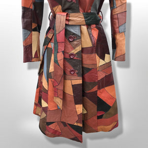 70’s Iconic Rare Patchwork Leather Coat Trench Spy Studio 54 Original Michael Kors Melania Coat