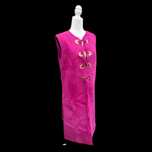 Load image into Gallery viewer, 70’s Suede Magenta Tie Up Vest with Grommet Tie up Hardware
