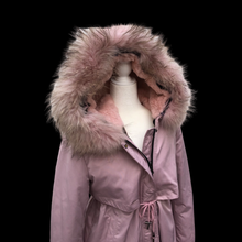 Load image into Gallery viewer, New Pink Mauve Colored Parka Coat Hooded with Fox Fur and  Removable Fur Liner Water and Snow-proof Versatile