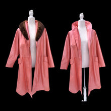 Load image into Gallery viewer, 70’s 80’s Pink Leather and Mink Collar Convertible Duster Coat