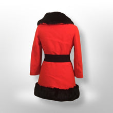 Load image into Gallery viewer, Vintage Lilli Ann Red Wool Mod 60s Fur Trimmed Coat Fur Trim Princess Fall Winter Holidays Christmas