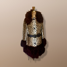 Load image into Gallery viewer, 60s Lilli Ann Mod Faux Leopard Faux Fur Print Genuine Mongolian Curly Lamb S