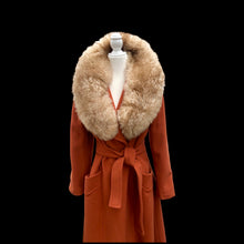 Load image into Gallery viewer, 70’s Vintage Wrap Coat in Fall Autumnal Orange Fit and Flare Princess Wool and Shearling