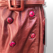 Load image into Gallery viewer, Vintage 70’s Leather Coat Trench Spy in Bergundy Oxblood Highly Detailed