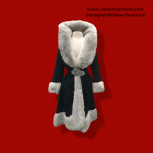 Load image into Gallery viewer, Lilli Ann Black and White Faux Fur Princess Coat Fall Winter Holiday