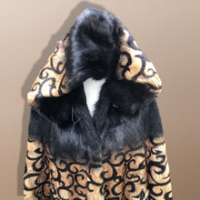 Load image into Gallery viewer, Hooded Mink Luxury Coat Leather with Dyed Design