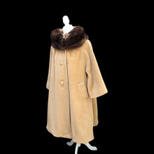 Load image into Gallery viewer, Vintage Women's Coat- 60s Lilli Ann Camel Tan Color  Luxury Mink Wool Swing Coat One Size Fits All Mad Men Style