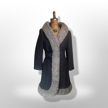 Load image into Gallery viewer, Lilli Ann Princess Mod Gray Wool Curly Lamb Princess 60s Belted Fit and Flare Small Coat
