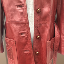 Load image into Gallery viewer, 70’s Vintage Bergundy Leather Jacket Trench Style