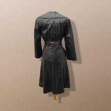Load image into Gallery viewer, Vintage Brown Leather Trench Spy Coat Lord and Taylor Fit and Flare