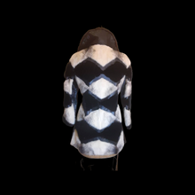 Load image into Gallery viewer, Vintage Women&#39;s Coat- Mod Dramatic 60s Cross Mink White Black Leather Mosaic Geometric Princess Jacket Coat