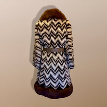 Load image into Gallery viewer, 70s Chevron Mink Fox Coat Fur Penny Lane Afghan Almost Famous Hippy Coat Norwegian Fox Boho Chic Patchwork Mink