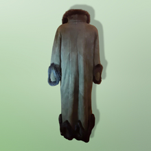 Load image into Gallery viewer, Vintage Coat-Green Suede Sheepskin Shearling Afghan Fox Fur Full Length Full Sweep Cozy Coat Fairy Princess Penny Lane Almost Famous
