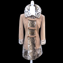 Load image into Gallery viewer, Vintage 60’s Mod Camel Wool Faux Fur Leopard Spotted Print Coat Bondi’s Fifth Ave