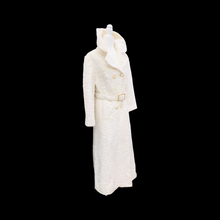 Load image into Gallery viewer, Vintage Robert Meshekoff Faux Persian Lamb Astrakhan White Belted Full Length Double Breasted Coat