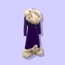 Load image into Gallery viewer, Vintage 60’s Royal Purple Wool Fox Fur Princess Coat Luxury Gift