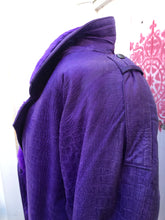 Load image into Gallery viewer, Vintage 80’s 90’s Glam Purple Violet Glam Lamb Leather Jacket with Full Fur Trim in Croc Print so Prince Purple Rain