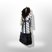 Load image into Gallery viewer, Women&#39;s Vintage Coat 60s Mink Fox Fur Mosaic Geometric Leather White Black Ultimate Luxury Three Tier Zip Off Coat Princess Mod S/M