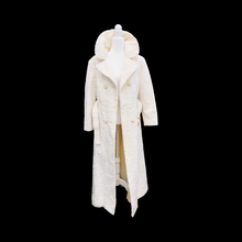 Load image into Gallery viewer, Vintage Robert Meshekoff Faux Persian Lamb Astrakhan White Belted Full Length Double Breasted Coat