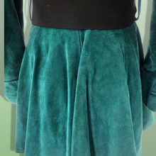 Load image into Gallery viewer, 80’s 90’s Green Suede Cape Coat Jacket Belted and Skirted