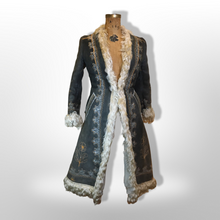 Load image into Gallery viewer, 70’s Embroidered Shearling Blue Suede Coat Boho Penny Lane Hippy Chic