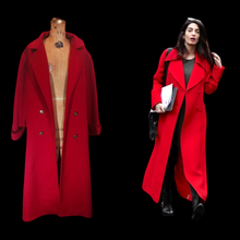 Load image into Gallery viewer, Oversized Red Coat Unisex 80s 90s Vibe Professional Streetwear Relaxed Full Length Wool Blazer Coat M/L/XL Forstmann