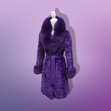 Load image into Gallery viewer, Purple Mink and Fox Fur Coat Winter Couture Perfect for Gift