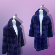 Load image into Gallery viewer, New Kopenhagen Purple Mink Horizontal Coat with Ombré Black Purple Whole Premium Dyed Mink Skins